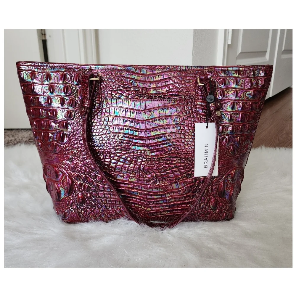 NWT Brahmin Medium Asher Sangria Melbourne Tote/dustbag - Picture 5 of 12